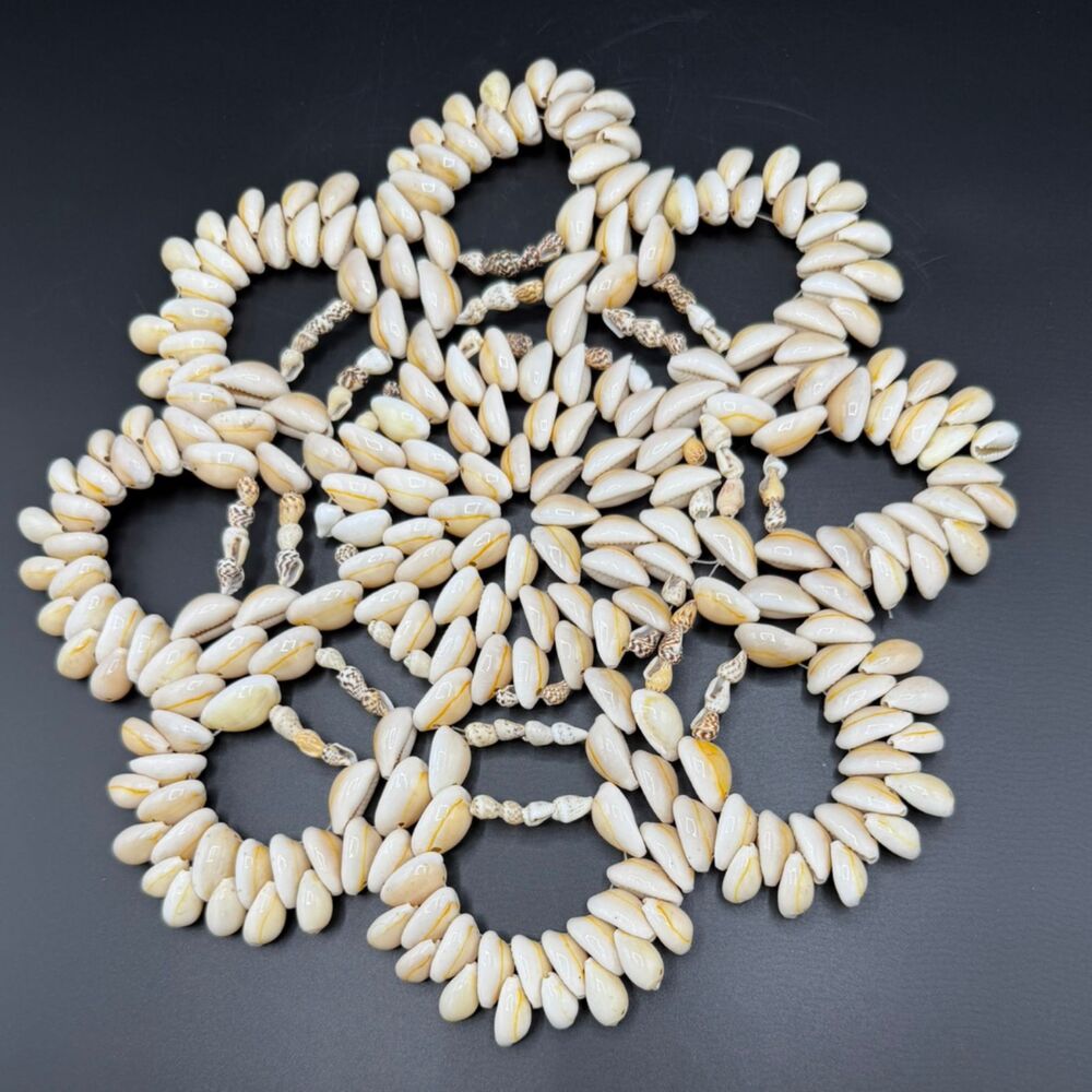 Vintage Hawaiian Cowrie Shell Trivet Coaster 10” Boho Coastal Decor Plant Base